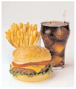 Soda, burger, and fries